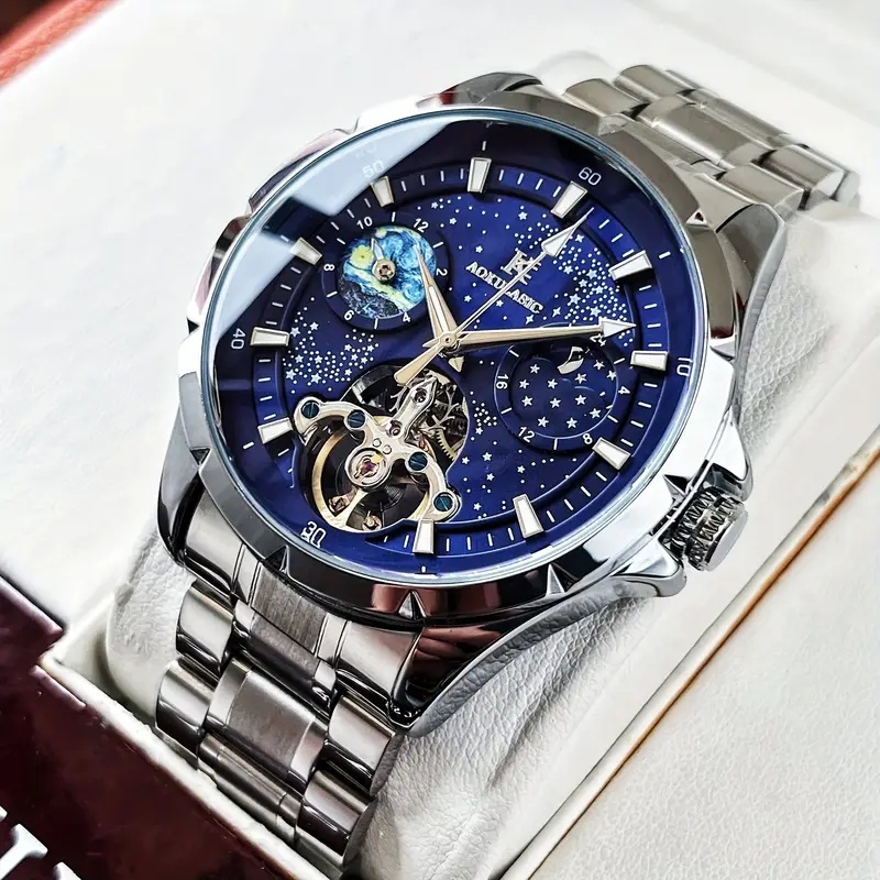 Luxury Watch Events - ساعة رجالية فاخرة أوتوماتيكية ميكانيكية، بتصميم