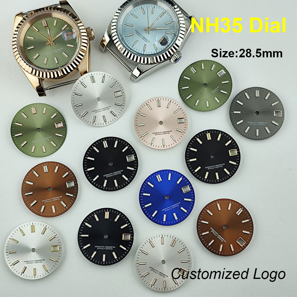 Exhibition Caseback - جديد NH35 الطلب شعار مخصص 28.5