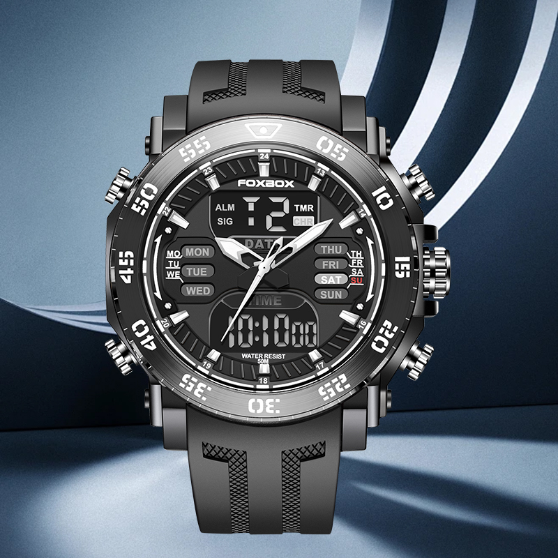 Minute Repeater Watch - ساعات رجالية رقمية بشاشة مزدوجة من
